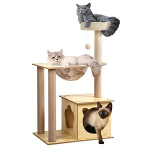 Arbre à chat moderne et économique en <span class=keywords><strong>sisal</strong></span> et bois, écologique, pour l'intérieur et l'extérieur, avec griffoir et tour d'escalade, vente en gros - Product Image 1