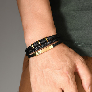 Gelang Tali Kulit Anyaman Baru untuk Pria, Gelang Pesona Fashion dari Baja Tahan Karat, Gelang Pasangan untuk Gaya Klasik - Product Image 2