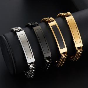 Bracelet en acier inoxydable plaqué or 18 carats, anti-allergie, inaltérable, étanche, tendance, avec gravure personnalisée, vente en gros - Product Image 3