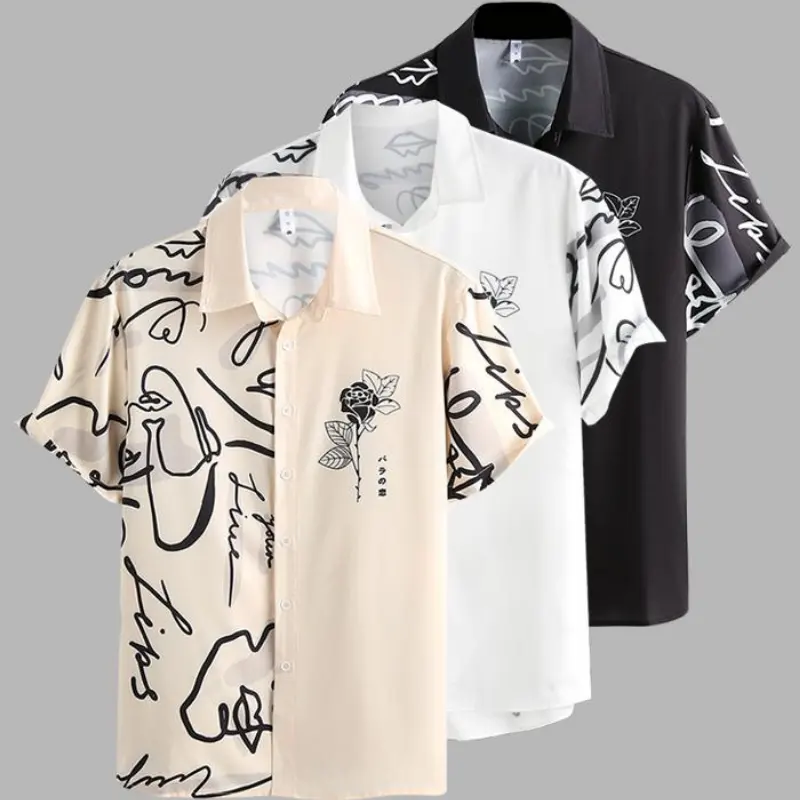 Summer Street Style Beach Floral Print Shirts For Men Custom Printed Hawaiian Short Sleeve Men's Shirts