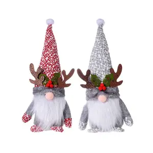 JM yeni sevimli Elk ren geyiği ışıklı Led Rudolph Gnomes Faceless peluş noel Gnome bebek