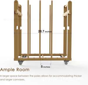 डिजाइन कला उच्च गुणवत्ता वाली लकड़ी के भंडारण रैक के साथ हैंडल और कैस्टर पहियों के साथ डिजाइन कला उच्च गुणवत्ता वाले लकड़ी के भंडारण रैक - Product Image 3