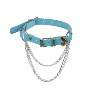 Love Heart Adjustable Leather Choker Punk PU Necklace Choker Soft Collar <b>Chain</b> for Women Girls Gothic Spiked Choker Necklace - Product Image 4