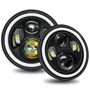 Luces delanteras de 7 "Halo Angel Eye White DRL Amber Turn Light con haz Alto y Bajo para Mazda Miata MX5 1990-1997 H6024