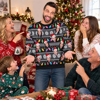 Pull de Noël personnalisé OEM ODM avec photo et texte, pull décontracté pour les fêtes, pull assorti pour la famille, pour adultes et enfants