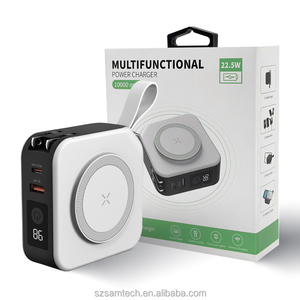 เครื่องชาร์จแบบพกพาพร้อมสายเคเบิ้ลในตัวและปลั๊กติดผนัง AC ขนาด10000mAh แบตเตอรี่ชาร์จเร็วอุปกรณ์สำหรับเดินทาง - Product Image 3