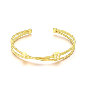 Bijoux Artic, bracelet manchette tendance en argent sterling 925 fait à la main, zircon, plaqué or jaune 18 carats, cadeaux pour l'anniversaire de la petite amie - Product Image 1