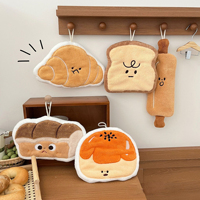 Handuk Gantung Bentuk Kue Roti Lucu FF6217, Hadiah Liburan, Handuk Gantung Bahan Coral Fleece Kartun untuk Rumah Tangga