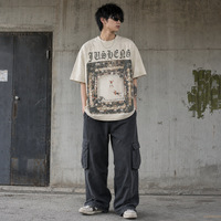 T-shirt en coton GSM surdimensionné personnalisé pour homme, T-shirt personnalisé en usine, impression graphique, manches courtes, streetwear, col rond, coupe ample