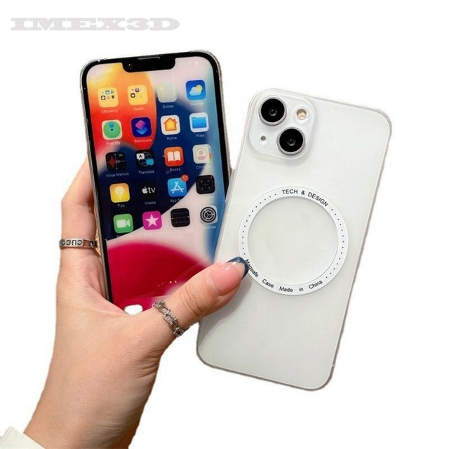 I Phone 13 Luxury case Smart Transparent TPU Magnetic Back Cover Shockproof 14 Pro  Magsafes Magnet Phone Case for iPhone 14