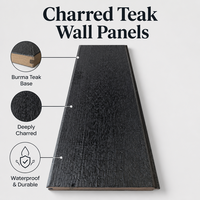 Panneaux muraux en teck carbonisé Shou Sugi Ban, revêtement en bois carbonisé T&G, taille personnalisée, Tectona Grandis pour bardage architectural