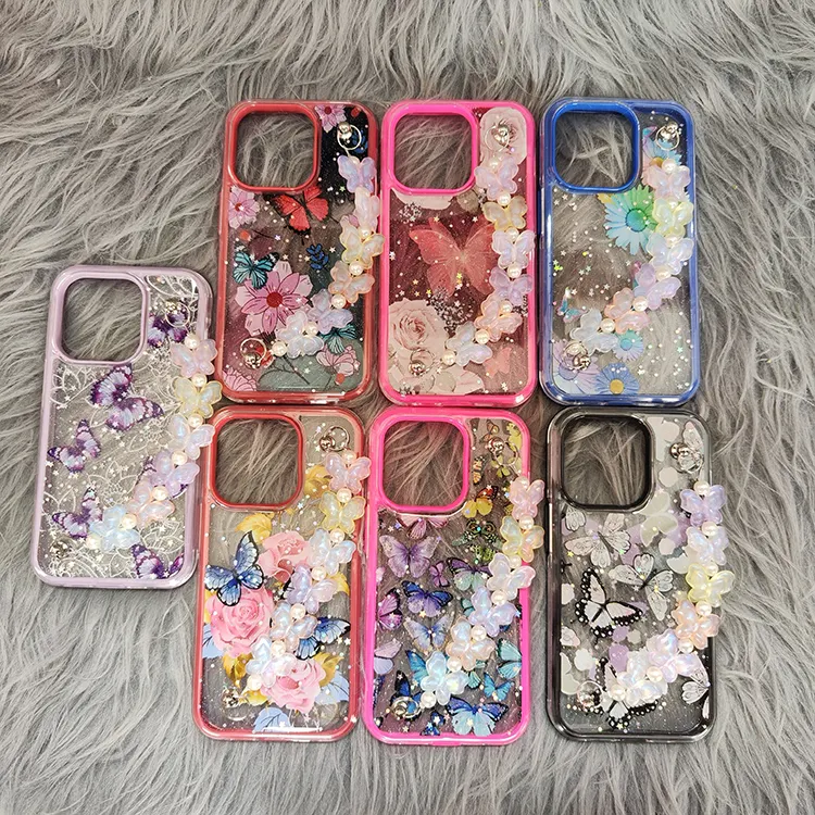 High Quality Wholesale Luxury Drops Glue Cell Phone Case With Chain For Iphone