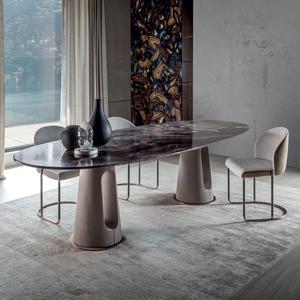 Set Tavolo da Pranzo Ovale in Marmo Naturale di Lusso Italiano di Alta Gamma con <span class=keywords><strong>4</strong></span> Sedie Personalizzabili, Arredamento Domestico Stabile - Product Image 5