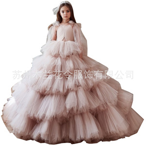 S0251R New Children's Fashion Temperament High Quality <b>Lei</b> Princess Tail Puffy Cake Long Sleeve Princess Dress - Product Image 5