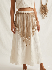 Nuevo Cinturón Concho Western con Conchas Marinas para Mujer, Cinturón Boho Hecho a Mano <span class=keywords><strong>de</strong></span> Macramé, Cinturón <span class=keywords><strong>de</strong></span> Cintura para Damas, Colgante <span class=keywords><strong>de</strong></span> Borlas Estilo Hippie para Festival - Product Image 4