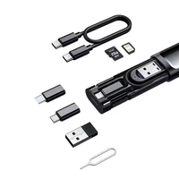 Casing ponsel kabel adaptor, 6 dalam 1 Multi fungsi perjalanan kartu Sd Otg kotak penyimpanan 60W mikro Tipe C kabel Usb pengisian daya