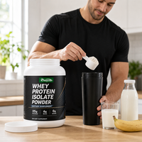 Protéine de lactosérum végétalienne isolée de haute qualité OEM pour adultes, gain de poids, développement musculaire, supplément en poudre de protéines, 50 g+ par portion