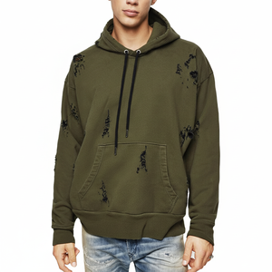 2025 nuevas sudaderas con capucha desgastadas Unisex de lana de Algodón 100% con múltiples colores y sudaderas con capucha lavadas con ácido Vintage para hombres transpirables - Product Image 1