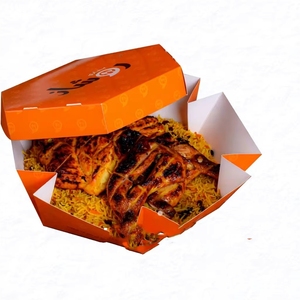 Caja de Empaque para Arroz Frito con Logotipo Personalizado, Paella de Mariscos para Llevar, Pollo Asado Halal, Biryani Árabe, Bukhari Mandi - Product Image 1