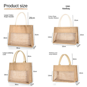 <span class=keywords><strong>Sac</strong></span> Cadeau Personnalisé en <span class=keywords><strong>Jute</strong></span> pour Noël et Fêtes, <span class=keywords><strong>Sac</strong></span> Cabas Écologique en Toile de <span class=keywords><strong>Jute</strong></span> avec Fenêtre PVC Transparente pour Fêtes - Product Image 4