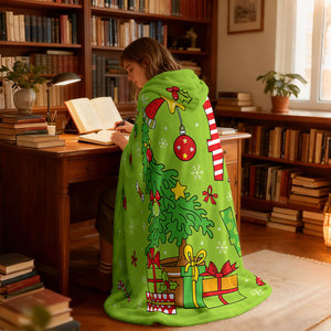 Nouvelle Couverture à Capuche Personnalisée 2026 avec Imprimé Dessin Animé de Noël, Cape Châle Portable Doux et Chaud, Couverture de Canapé Paresseux pour Enfants et Adultes - Product Image 3