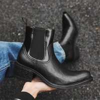 Bottes de luxe à enfiler 2026 avec talon carré et élastique, chaussures habillées pour homme, style rétro cowboy, chaussures tendance pour hommes