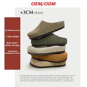 Mules de Cuero Estilo <span class=keywords><strong>Birkenstock</strong></span>, Pantuflas de Corcho con Logotipo Personalizado, Cuero Genuino, Suela de <span class=keywords><strong>Goma</strong></span>/<span class=keywords><strong>EVA</strong></span>, Plantilla de Madera, Suaves, Ligeras y Planas - Product Image 4