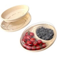 Boîte à lunch moderne en pulpe jetable, compatible micro-ondes, 850 ml, ovale, emballage à emporter biodégradable, bol léger pour salade, fitness, origine Chine