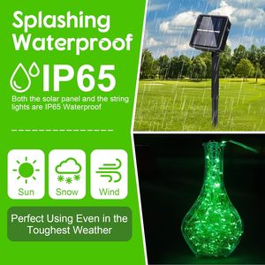 Vente en gros 20m200LED vert clair fil de cuivre solaire guirlandes lumineuses IP65 étanche 8 modes lumière solaire de Noël en plein air - Product Image 3