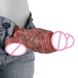 Venta al por mayor, extensor de pene de manga de pene de piel, textura de vena realista, consolador en forma de pene, extensión de agrandamiento de pene, productos de <span class=keywords><strong>condones</strong></span> para hombre - Product Image 2