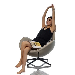 Poltrona Moderna Nordica a Forma di Uovo in Pelle Sintetica Girevole Multifunzionale per Balcone <span class=keywords><strong>Soggiorno</strong></span> Lussuosa Poltrona di Design per Casa - Product Image 5