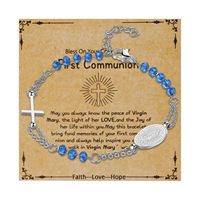 Bracelet en acier inoxydable Resoul avec croix de la Vierge Marie, perles de cristal, bracelet à breloques, bijoux de tous les jours, cadeaux pour femmes