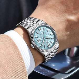 Montres POEDAGAR 839 pour hommes, luxe léger, tendance, étanches 3ATM, aiguilles lumineuses, calendrier, date, bracelet en acier inoxydable, montres à quartz - Product Image 3