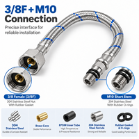 Tuyau flexible en acier inoxydable 304 tressé 3/8F M10 OD12mm, connecteur de robinet flexible, tube intérieur EPDM, tuyau de plomberie OEM