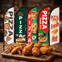 Drapeaux publicitaires en polyester imprimé en forme de goutte d'eau, imperméables et durables, avec mât en fibre de verre pour une utilisation en extérieur dans les restaurants