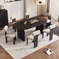 Moderner Luxus-Esstisch Wabi-Sabi Schwarz Oval Rechteckig Massivholz Eiche Hauptmerkmale