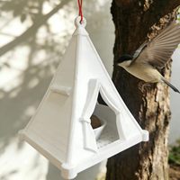 Mangeoire à oiseaux en plastique imprimée en 3D, design en forme de tente, pour l'extérieur, installation suspendue dans le jardin, sans électricité