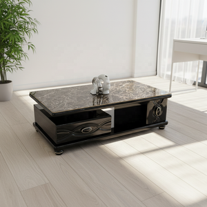 <span class=keywords><strong>Table</strong></span> <span class=keywords><strong>basse</strong></span> rectangulaire moderne de luxe avec plateau en verre trempé brun/noir et structure en bois pour salon, mobilier de maison, utilisation en appartement - Product Image 3