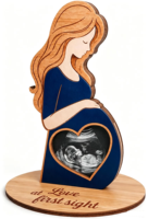 Cadre photo échographie Cœur de bébé – Cadeau Fête des Mères pour future maman, femme enceinte – Cadre échographie du fœtus offert par le mari
