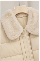 Neuer Winter-Daunenmantel mit Natürlichem Nerzpelzkragen, Mittellanger Taillierter Damen-Steppmantel für den Alltag
