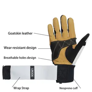 Custom Comfortable Leather Softball Gloves Breathable Cabretta Leather Baseball Batting Gloves