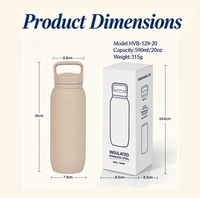 Bouteille isotherme en acier inoxydable avec logo personnalisé, avec couvercle, 590 ml/20 oz, anti-fuite, sans BPA, pour le camping, la randonnée en plein air