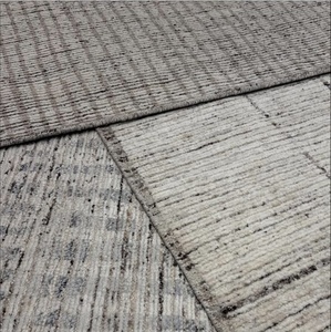 <b>Slate</b> — Hand-Woven Textured Stripe Rug | Warm Grey & Charcoal | Wool Silk Blend | Custom Sizes Available - Product Image 3