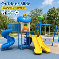 Équipement de jeux d'extérieur pour enfants avec toboggan en spirale, double toboggan et balançoire pour parc de villégiature
