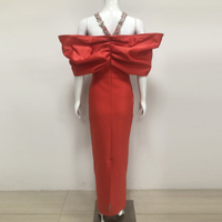 Fabricant de Vêtements pour Femmes Faible MOQ Robes de Soirée Rouges Formelles Élégantes de Luxe avec Grand Nœud pour Soirées