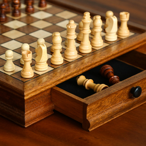 Cao cấp Walnut rắn gỗ sapri Bộ sưu tập cờ vua bằng gỗ từ phù hợp với ngăn kéo với backgammon nhựa và giấy-quty cờ vua thiết lập - Product Image 3