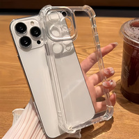 Coque de téléphone antichoc transparente en acrylique rigide avec protection anti-chute aux quatre coins pour iPhone 17 15 Pro Max, protection de téléphone portable en TPU spatial