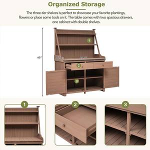 Armoire de rangement multifonctionnelle en bois pour jardin extérieur et banc de travail, station de travail décorative <span class=keywords><strong>avec</strong></span> <span class=keywords><strong>panneau</strong></span> de jardin pour patio et cour - Product Image 4
