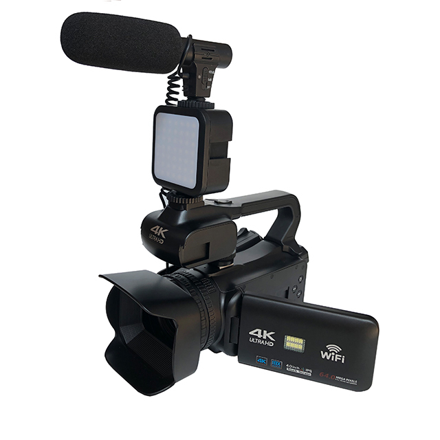 All-in-One 4K Video Camera 64MP CMOS Sensor 18X Digital Zoom WiFi Remote Time-Lapse Slow Motion Max 256GB Storage HD Touch