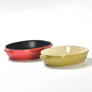Plat à four en céramique ovale de petite taille en gros, compatible <span class=keywords><strong>micro</strong></span>-ondes et lave-vaisselle, <span class=keywords><strong>plateau</strong></span> en grès écologique pour les boulangers - Product Image 2